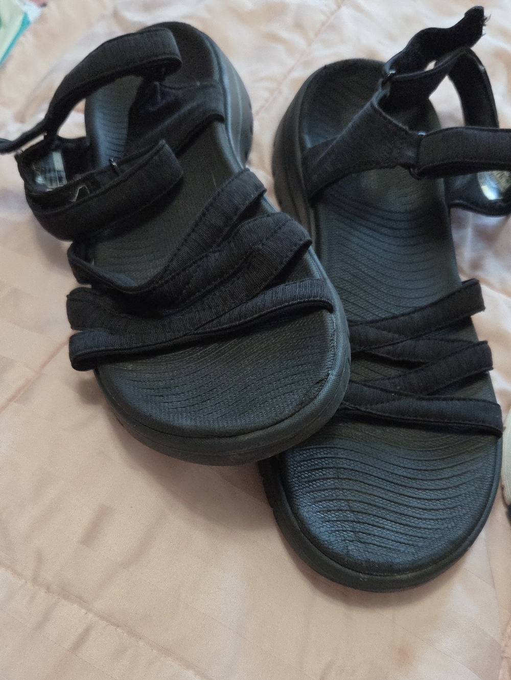 Skechers Women's Black Strappy Comfort Sandals